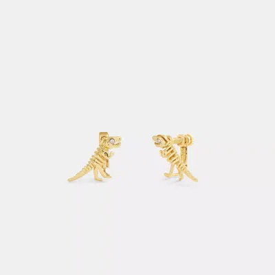 Coach Outlet Skeletal Rexy Clip-on Stud Earrings In Gold
