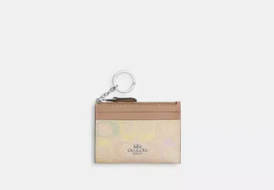 Coach Outlet Skinny Id Case In Rainbow Signature Canvas In Silver