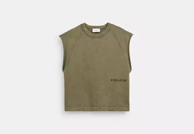 Coach Outlet Sleeveless Garment Dye Crewneck In Green