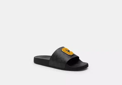 Coach Outlet Slide In Signature Canvas With Varsity In Grey