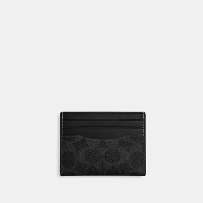 Coach Outlet Slim Id Card Case In Black Signature