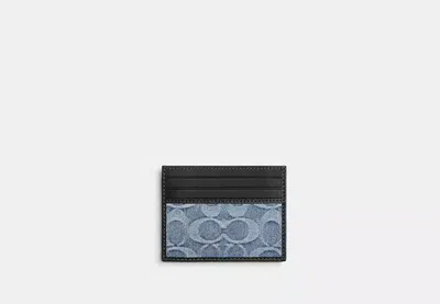 Coach Outlet Slim Id Card Case In Loved Signature Denim In Blue