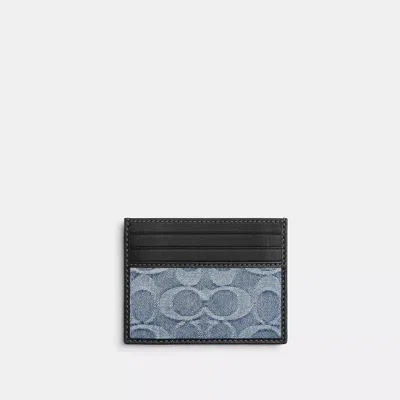 Coach Outlet Slim Id Card Case In Loved Signature Denim In Blue
