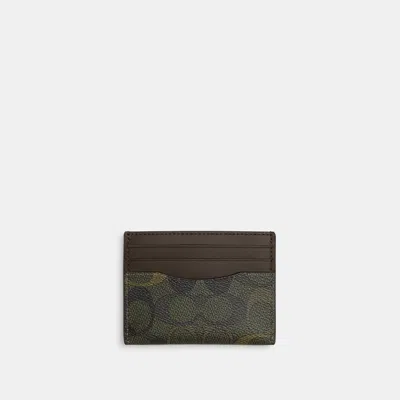 Coach Outlet Slim Id Card Case In Signature Camo Print In Green/black