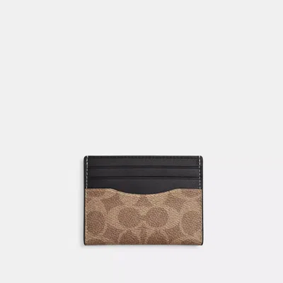 Coach Outlet Slim Id Card Case In Signature Canvas In Beige