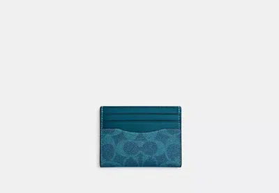 Coach Outlet Slim Id Card Case In Signature Canvas In Blue