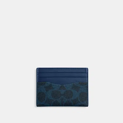 Coach Outlet Slim Id Card Case In Signature Canvas In Blue