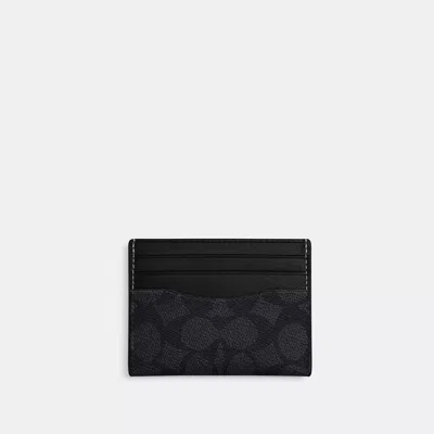 Coach Outlet Slim Id Card Case In Signature Canvas In Grey