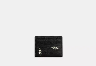 Coach Outlet Slim Id Card Case With Lightning Bolt Print In Black