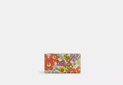 Coach Outlet Slim Zip Wallet With Floral Print In White