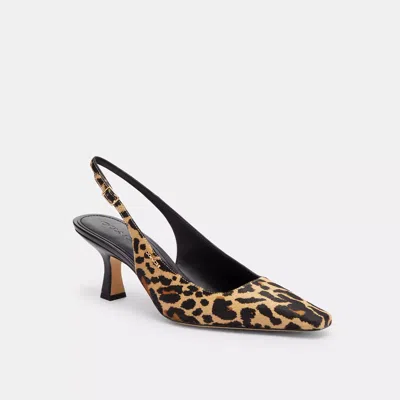 Coach Outlet Slingback Heel With Leopard Print In Neutral