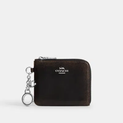 Coach Outlet Small Corner Zip Wallet In Silver/black Brown