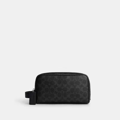 Coach Outlet Small Travel Kit In Silver/black Signature