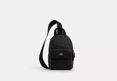 Coach Outlet Small Turnlock Sling Pack In Signature Canvas In Black