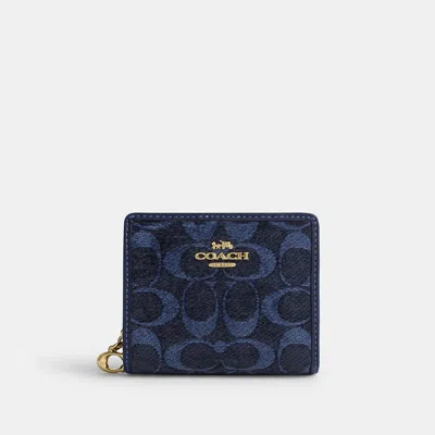 Coach Outlet Snap Wallet In Gold/navy