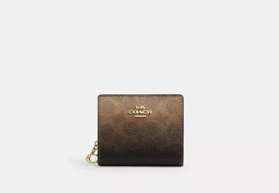 Coach Outlet Snap Wallet In Ombre Signature Canvas In Brown