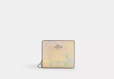 Coach Outlet Snap Wallet In Rainbow Signature Canvas In Silver