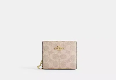 Coach Outlet Snap Wallet In Signature Canvas In Beige