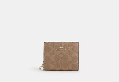 Coach Outlet Snap Wallet In Signature Canvas In Brown