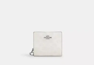 Coach Outlet Snap Wallet In Signature Canvas In White