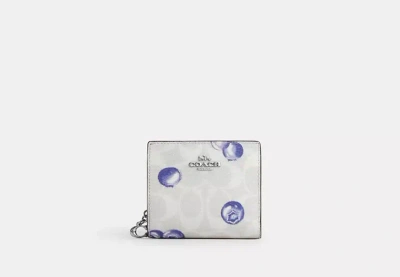 Coach Outlet Snap Wallet In Signature Canvas With Blueberry Print In Multi