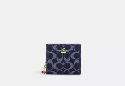 Coach Outlet Snap Wallet In Signature Denim In Blue