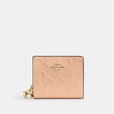 Coach Outlet Snap Wallet In Signature Leather With Charm In Purple