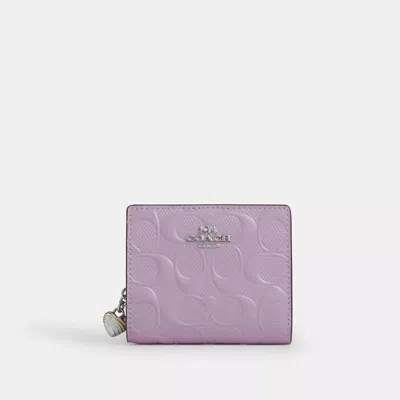 Coach Outlet Snap Wallet In Signature Leather With Heart Charm In Silver