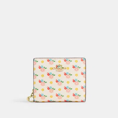 Coach Outlet Snap Wallet With Floral Print And Charm