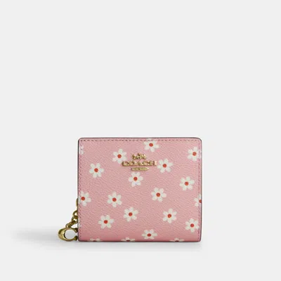 Coach Outlet Snap Wallet With Floral Print In Pink