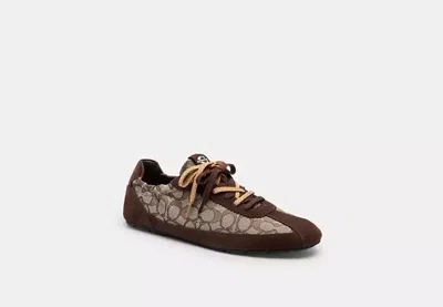 Coach Outlet Soft Sneaker In Signature Jacquard In Brown