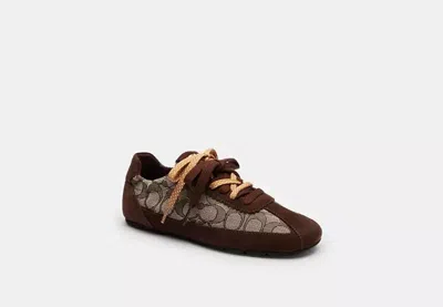 Coach Outlet Soft Sneaker In Signature Jacquard In Brown
