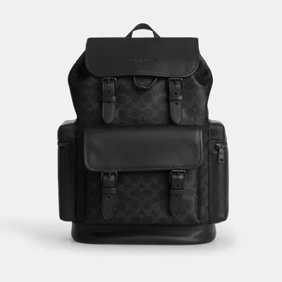 Coach Outlet Sprint Backpack In Signature Canvas In Matte Black/black Signature