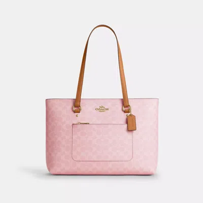 Coach Outlet Station Tote Bag In Signature Canvas In Pink