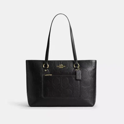 Coach Outlet Station Tote Bag In Signature Leather In Black