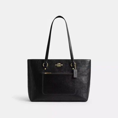Coach Outlet Station Tote Bag In Signature Leather In Black
