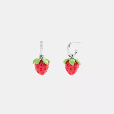 Coach Outlet Strawberry Huggie Earrings In Multi