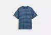 Coach Outlet Stripe T-shirt In Organic Cotton In Blue