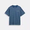 Coach Outlet Stripe T-shirt In Organic Cotton In Blue