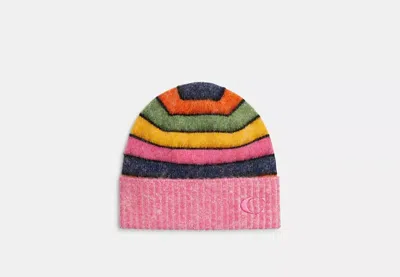 Coach Outlet Striped Beanie In Multi
