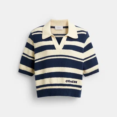 Coach Outlet Striped Knit Polo In Multi