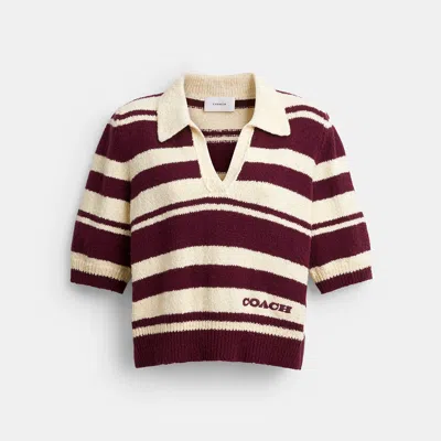Coach Outlet Striped Knit Polo In Multi