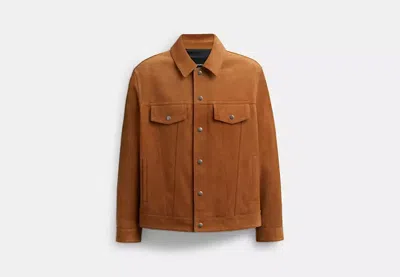 Coach Outlet Suede Leather Jacket In Brown