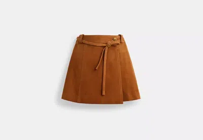 Coach Outlet Suede Skirt In Brown