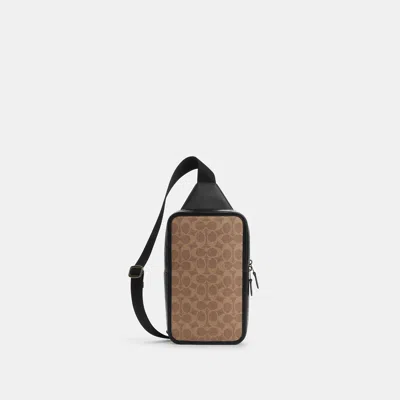 Coach Outlet Sullivan Pack In Signature Canvas In Gunmetal/tan/black