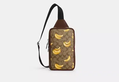 Coach Outlet Sullivan Pack In Signature Canvas With Banana Print In Brown