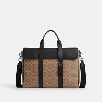 Coach Outlet Sullivan Portfolio Brief In Silver/tan Black