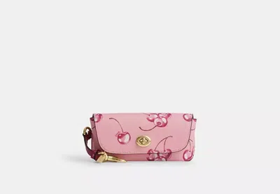 Coach Outlet Sunglass Case With Cherry Print In Pink