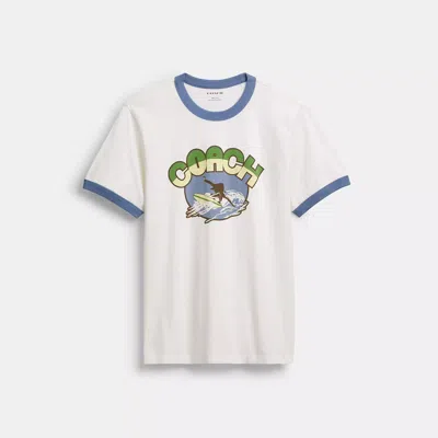Coach Outlet Surf Graphic T Shirt In Organic Cotton In White