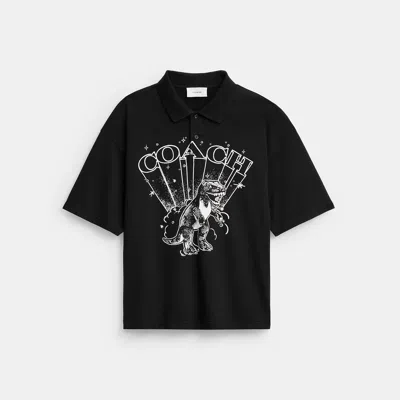 Coach Outlet T- Men's Shirts -rex Boxy Polo In Garment Dye Black